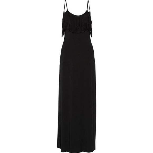 Tart Collections Bernice Fringed Stretch-Modal Maxi Dress in (BLACK) (XS) - Picture 6 of 12